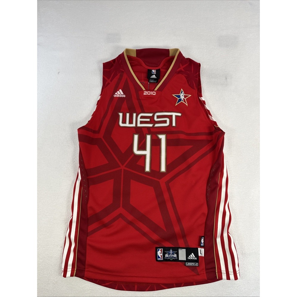 Adidas NBA All Star 2010 West Dirk Nowitzki #41 Youth Large (14-16) Jersey Red